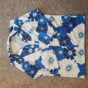 Shein floral print notched collar flounce sleeve blouse